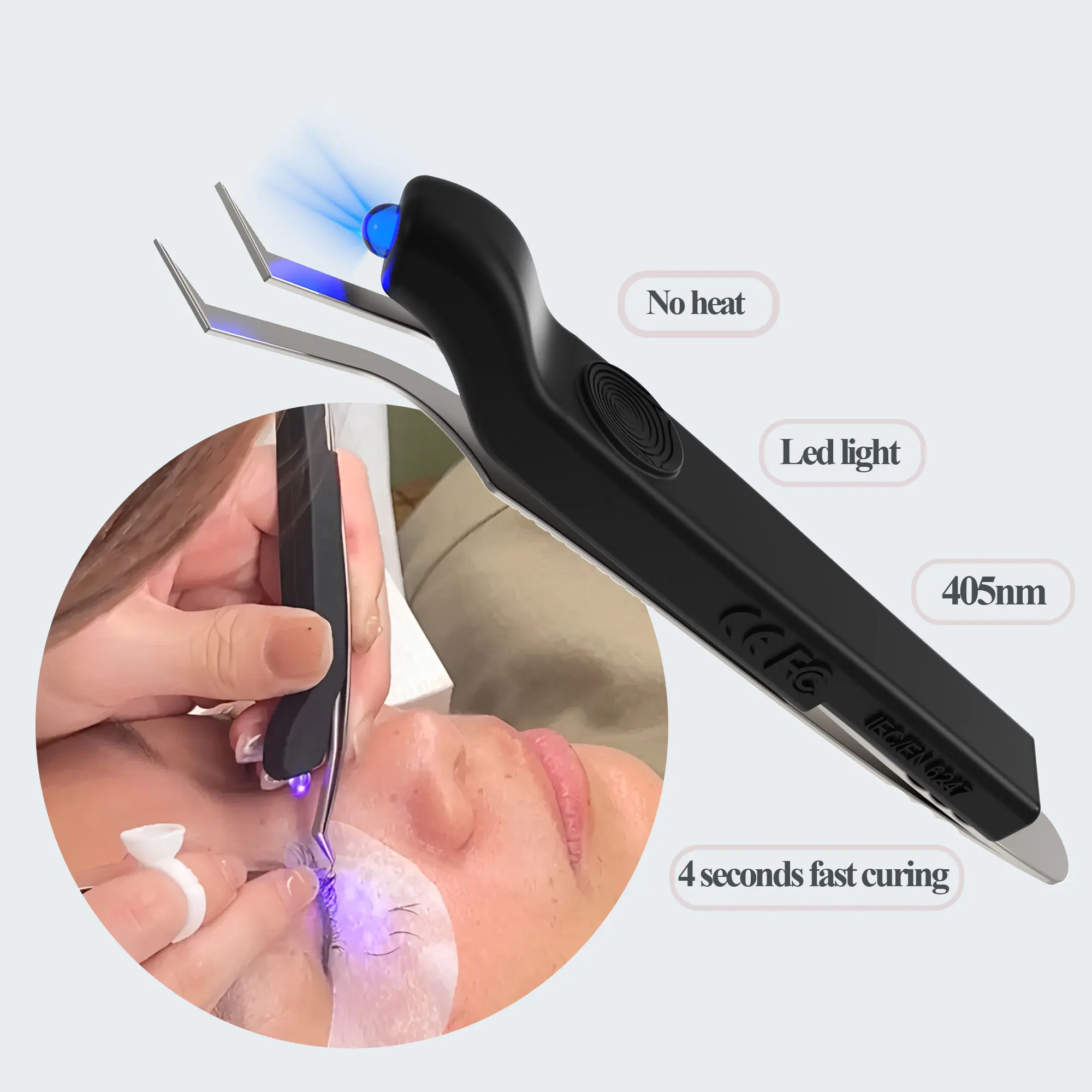 Lâmpada UV profissional para extensão de cabelo em salão de beleza (padrão europeu) com pinça.