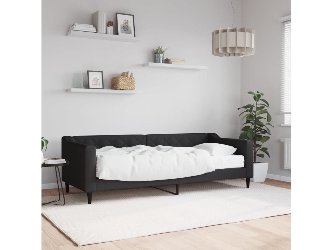Sofá cama con colchón de 80x200 cm en tela negra