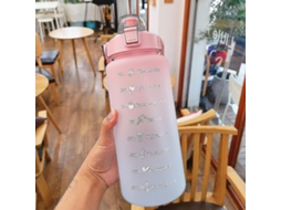 Garrafa De Água Gradiente 2l Com Marcador De Tempo Fitness, Material Seguro E Sem Vazamento Com Adesivos Rosa Gradiente