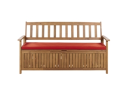 Banco De Jardim Com Almofada Beliani Sovana De Madeira De Acácia Vermelho 160x60x91