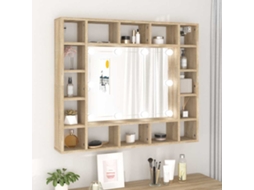 Vidaxl Armário Espelhado Com Led 91x15x76,5 Cm Carvalho Sonoma