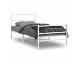 Estrutura de cama com cabeceira e pés VIDAXL metal branco (100x200 cm)