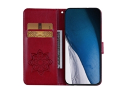 Capa Em Couro Pu Com Pega Para Apple Iphone 16 Plus Vermelho