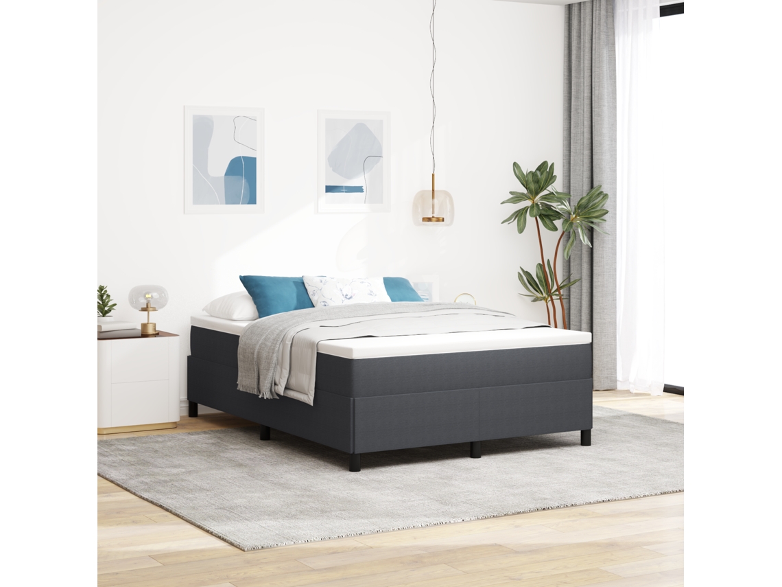 Cama Cinza Escuro 140x200 Cm Tecido De Corda