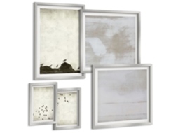 Conjunto De Pinturas Flores Silvestres Prados Verão Paisagens Moldura Prateada Quadros Para O Escritório Espelharte (conjunto De 5 Imagens)