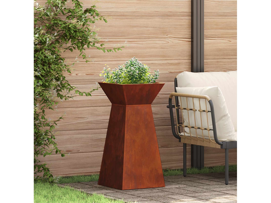 Vidaxl Vaso De Pilar 2 Unid. Ferro Enferrujado 35 X 35 X 73 Cm
