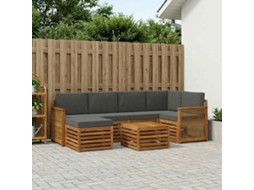 Vidaxl Conjunto De Sofás Para Exterior 6 Unid. Natural E Antracite