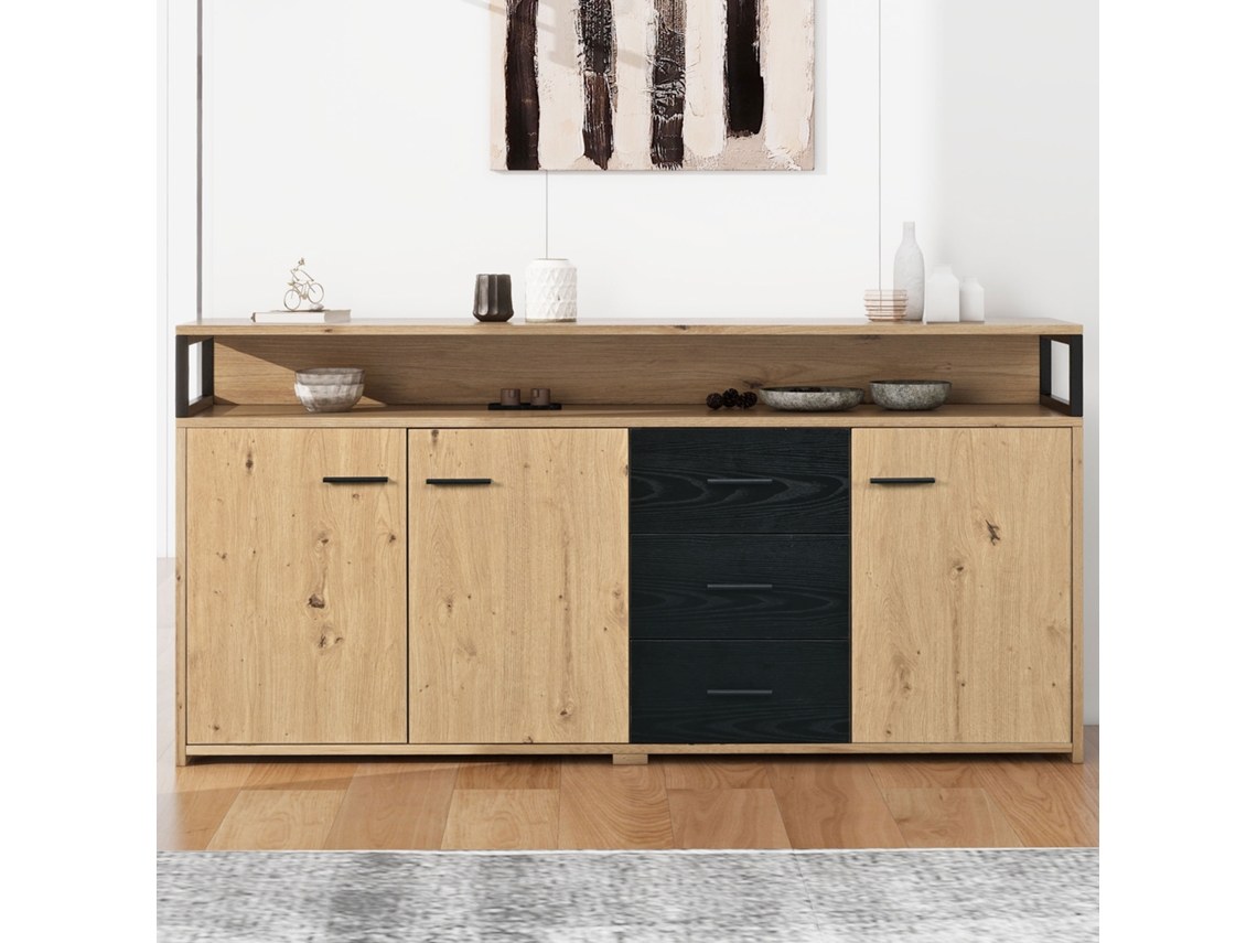Aparador Industrial 150x35x75,9cm, 3 Portas, 3 Gavetas.-xm