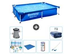 Piscina BESTWAY Steel Pro Retangular 221x150x43 Cm com 7 peças