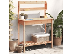 Vidaxl Mesa De Cultivo Com Pia 147,5x44x139,5 Cm Abeto Maciço Castanho