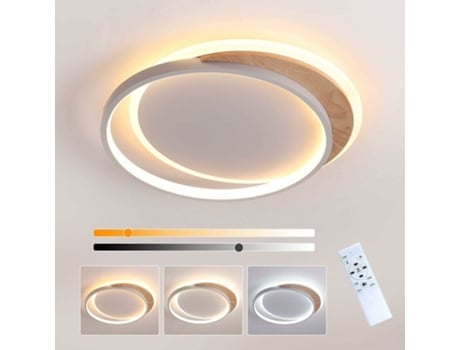 Luminária De Teto Led Em Madeira, 40cm, Ajustável, 3000 6000k, Para Quarto Ou Sala