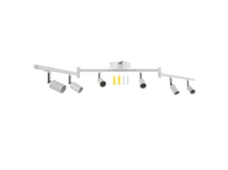 Rebe-kit De Iluminação De Trilho Com 6 Lâmpadas Rotativas Para Teto, Base Gu10, 85-265v, Branco