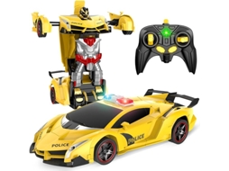 Carro De Polícia Rc Transformável Com Luzes Piscantes, Brinquedo Para Meninos De 4 A 7 Anos Aquaforge