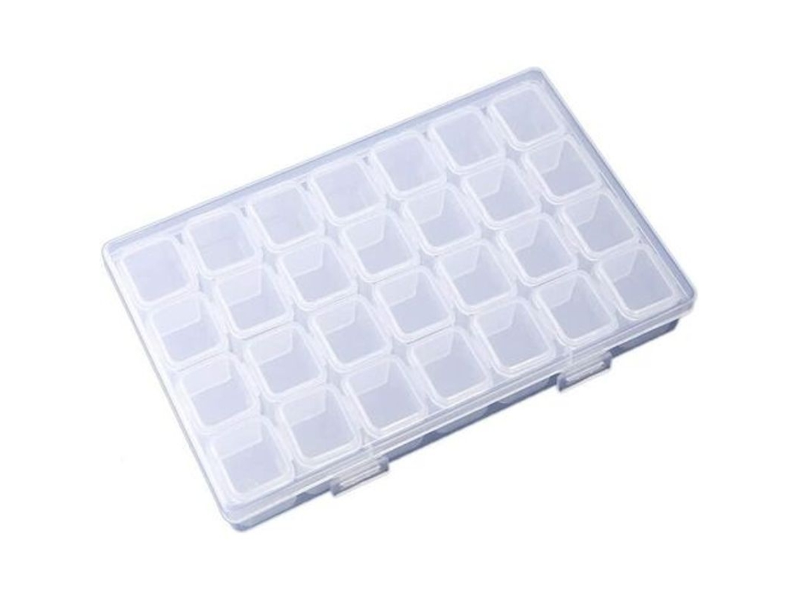 Caixa De Pintura Com Diamantes 28 Compartimentos Desmontável Plástico Transparente Para Acessórios De Manicure
