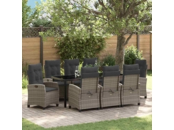 Vidaxl Conjunto de Jantar para Jardim 9 Pcs Cinzeto Vime Pe