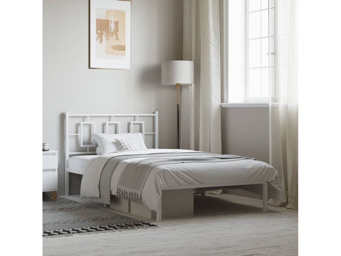 Estrutura De Cama Em Metal Com Cabeceira 107x203 Cm Branco