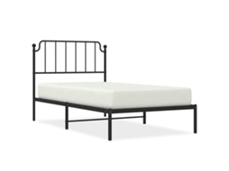 Estrutura de Cama com Cabeceira 100x190 cm Metal Preto MAISON EXCLUSIVE