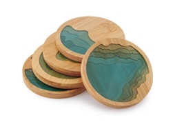 Nova Line protetor de Mesa de Onda do Mar com Epóxi e Bambu Conjunto de 5