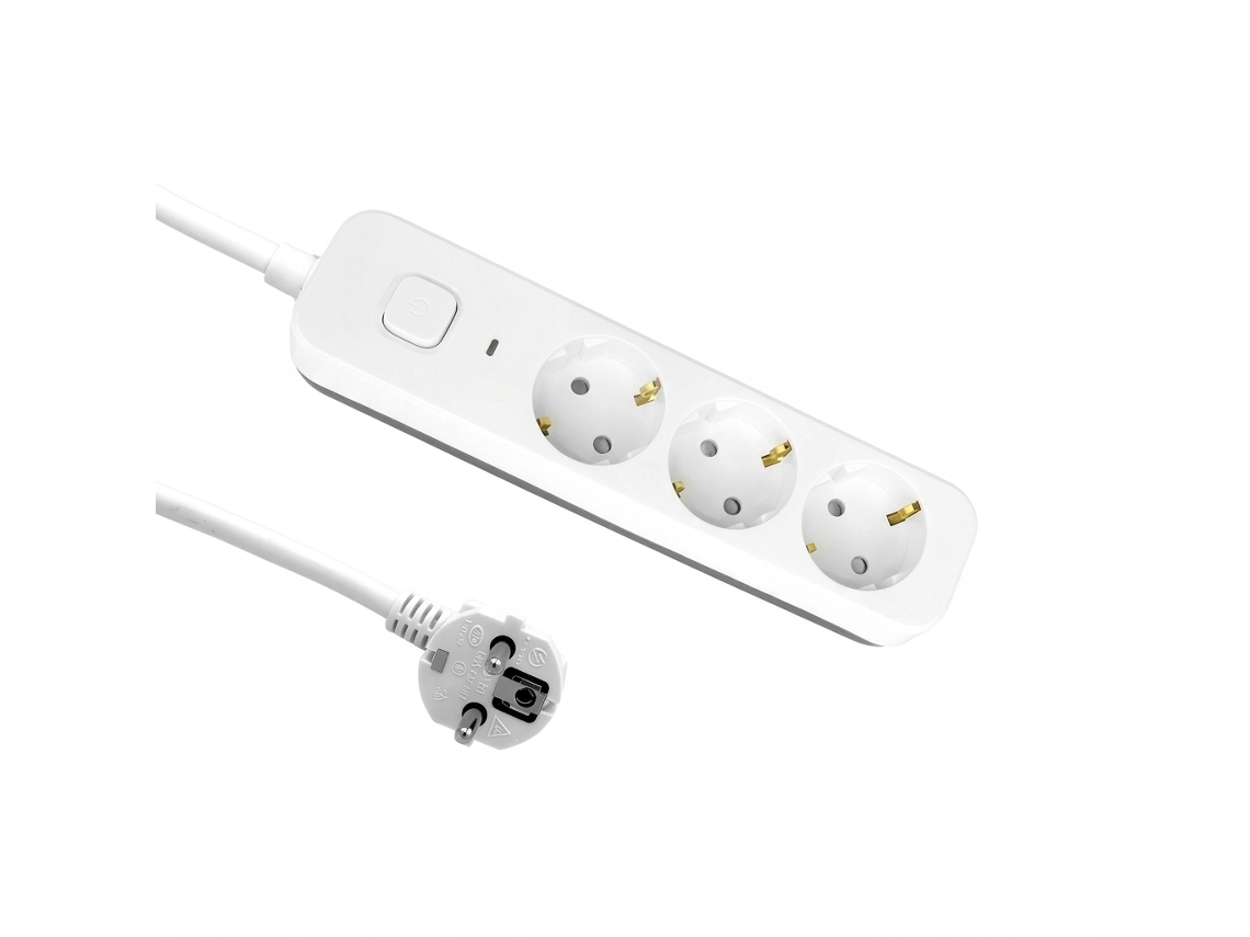 Extensão Elétrica Abrila Dalton 3 Tomadas 3 M Branco / Cinzento Com Interruptor
