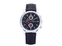 Relógio de quartzo estilo vintage com pulseira de couro PU preta