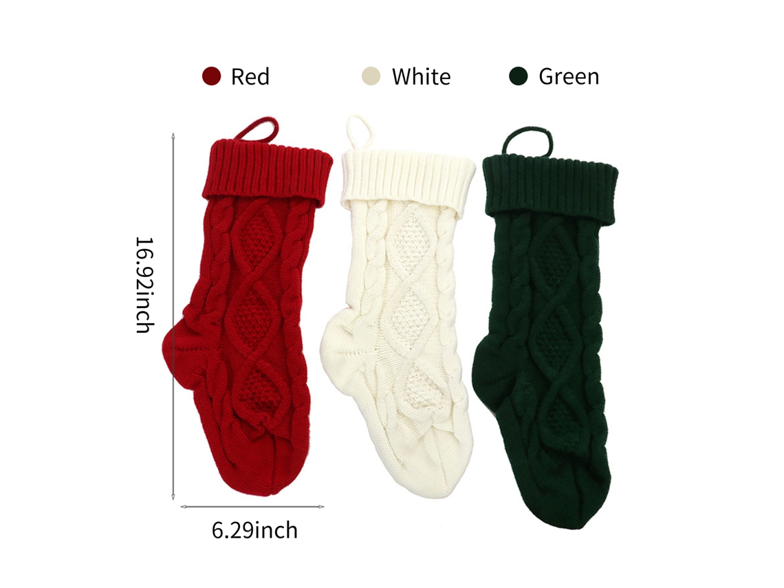 Meias de Natal Tejidas Hanging Stockings Decoração Natalina Presentes Doces S/MARCA