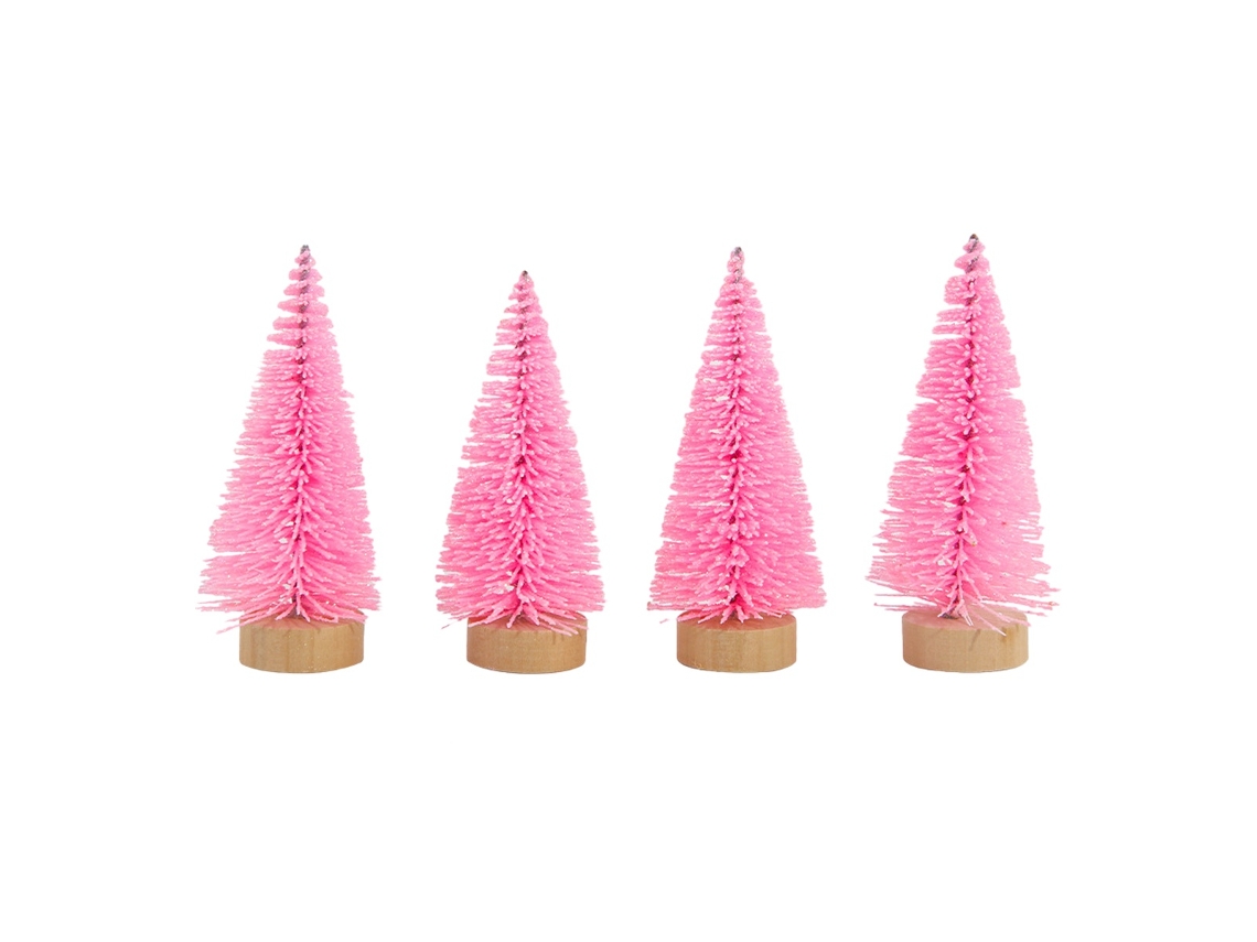 Elysve Mini Árvores De Natal – 4 Peças Com Base De Madeira Para Decoração