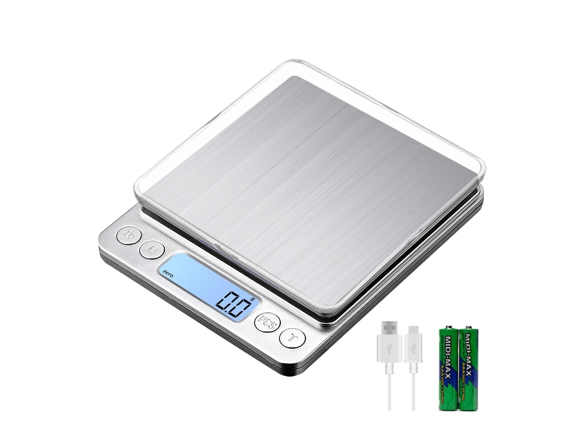 Balança de Cozinha Compacta com Carregamento Usb, Modelo, Capacidade de 3 Kg/0,1 G, Mini Eletrônica para Alimentos AQUAFORGE