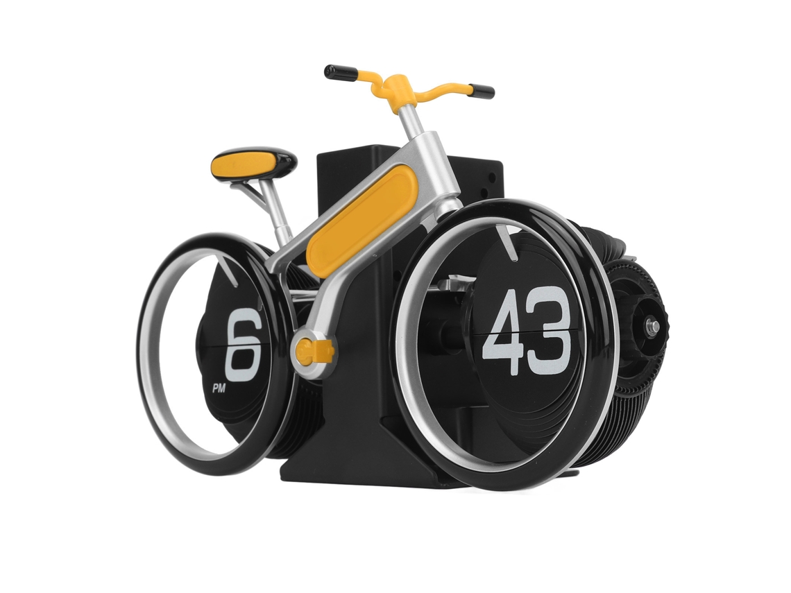Primerox relógio Flip Bicicleta Retro Automático Alivio de Estresse Mesa Escritório Amarelo