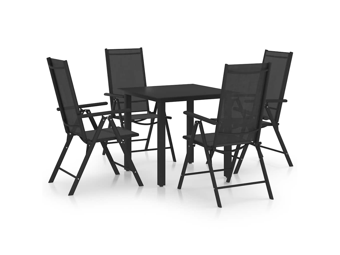 Vidaxl 5 Pcs Conjunto De Jantar Para Jardim Alumínio Preto