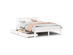 Bed Frame, Bed Frames Vidaxl Branco Madeira De Pinho (150 X 200 Cm)