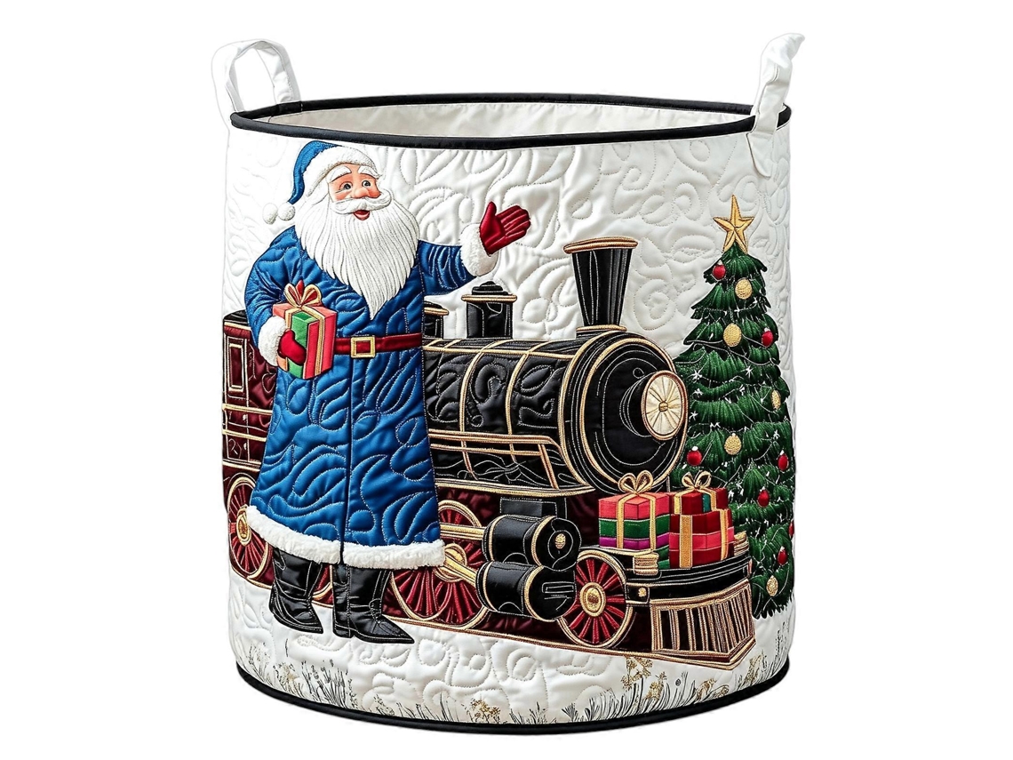 Cesto De Roupa Acolchoado De Natal, Hamper De Poliéster Com Alças Para Toalhas E Quartos Multicolor