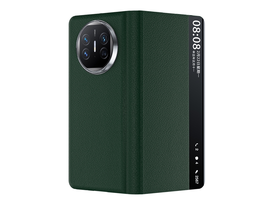 Capa Para Celular Huawei Mate X5 Em Couro Genuíno Com Suporte Inteligente E Janela (ciano)