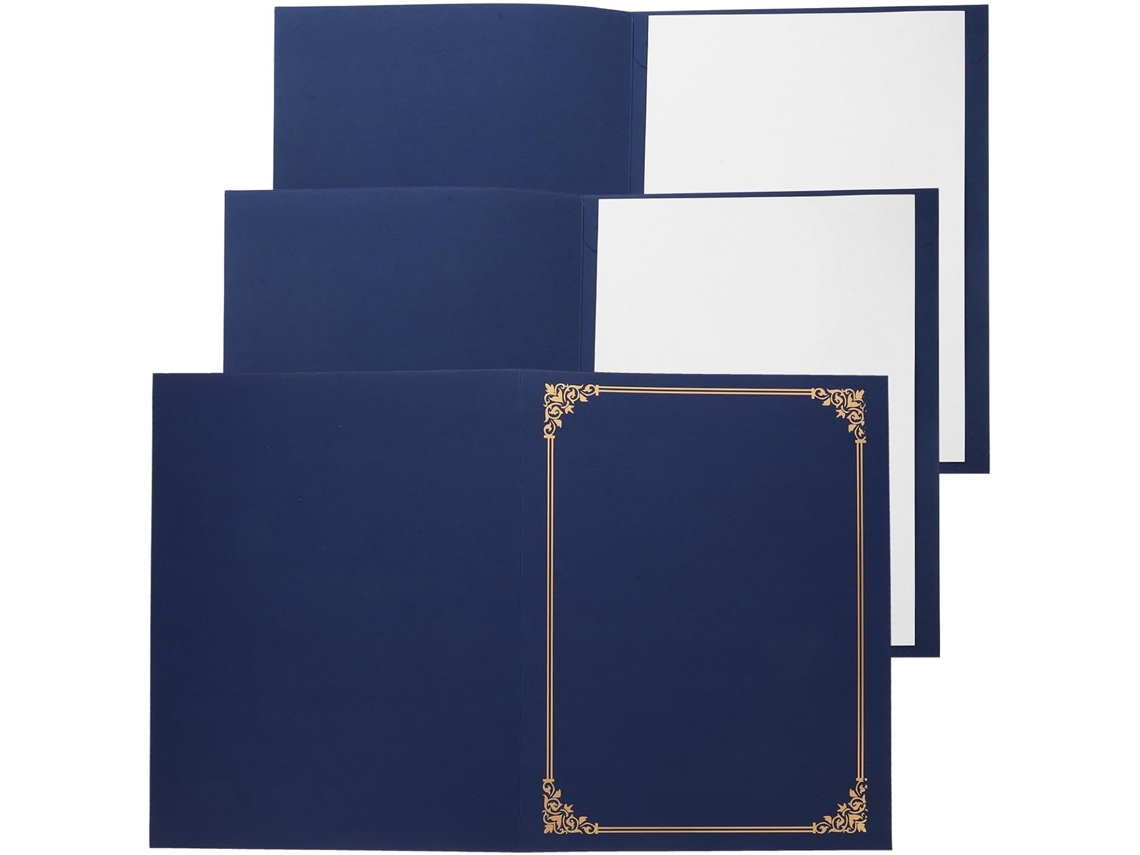 Conjunto de 3 camadas para certificados Homoyoyo em papel azul escuro com camada branca, porta-documentos multifuncional