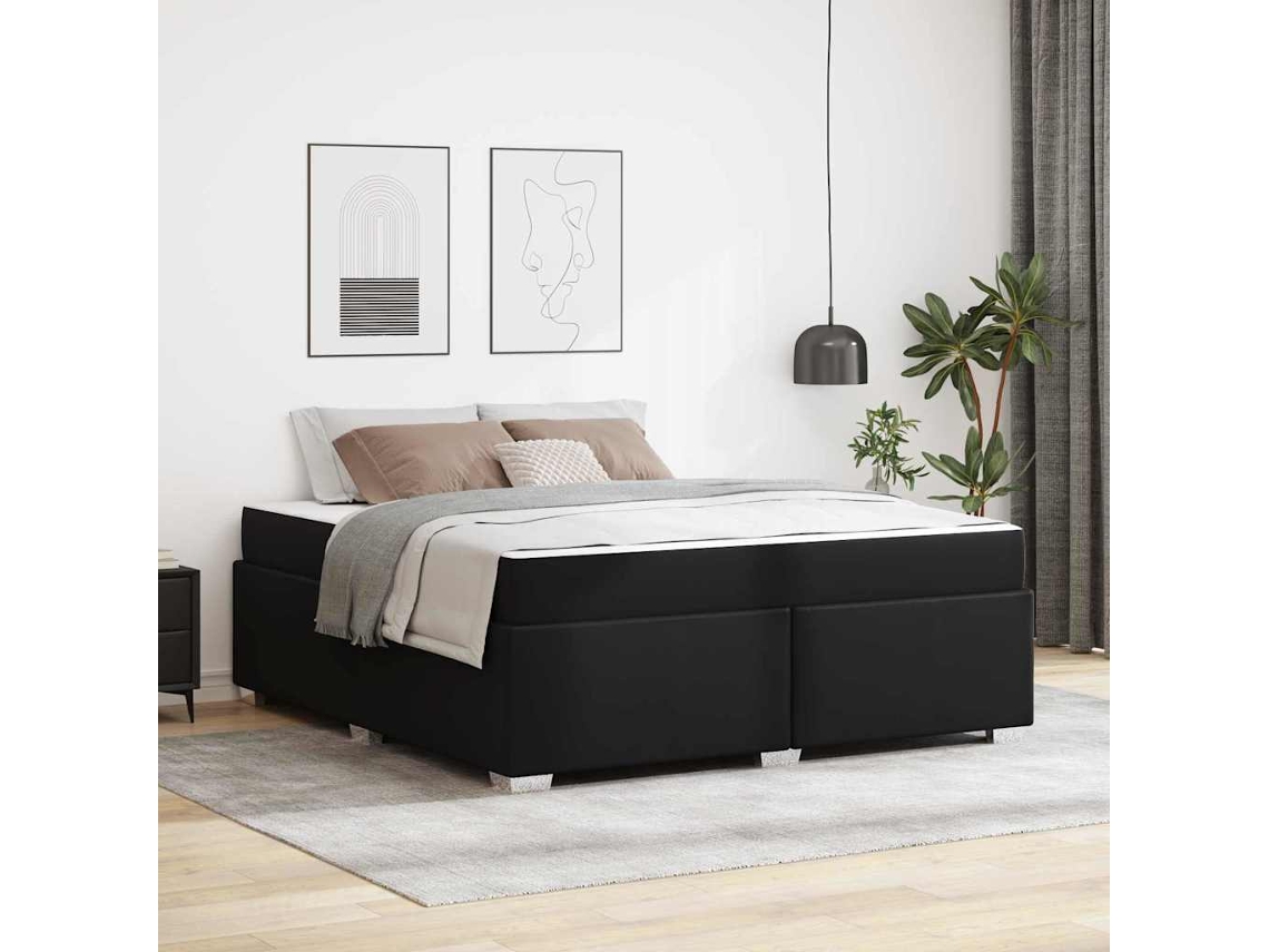 Vidaxl Estrutura da Cama com Colchão Preto 180 X 200 Cm Tecido