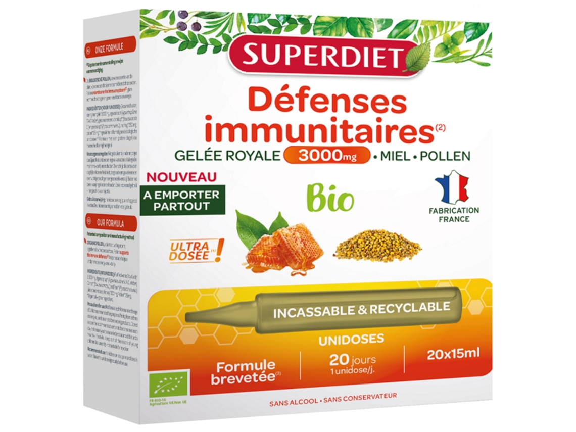 Geléia Real 3000 Mg Mel Orgânico Pólen 20 Unidades SUPERDIET