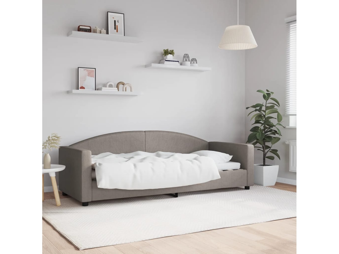 Cama De Solteiro | Camas Para Quarto | Sofá-cama 80x200 Cm Tecido Cinzento-acastanhado