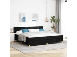Vidaxl Cama Box Spring Led Com Fitas Led Preto 200 X 200 Cm Tecido