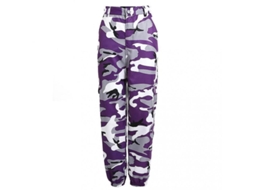 Calça Cargo Feminina Camuflada 2026, Estilo Jogger, com Bolsos, em Algodão, Tamanho 3XL, Roxa