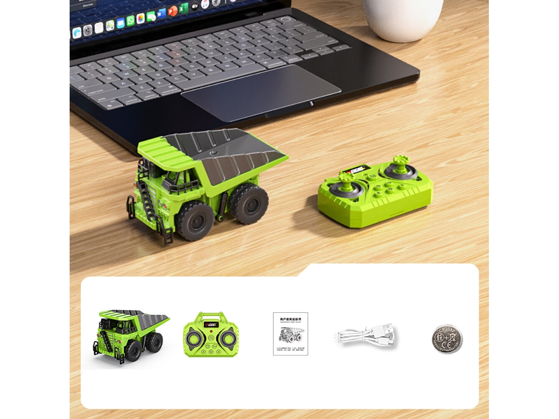 Verdehj2025 3d Rtr 1/64 2.4g Mini Carro Rc Basculante App Controle Remoto Engenharia Brinquedo Mesa Coleção Presente Meninos MDUG