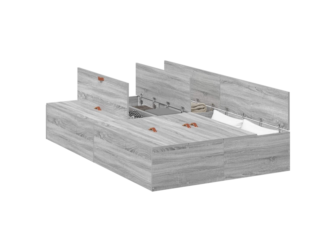 Estrado de Cama com Arrumação Cinza Sonoma 120x190 cm MAISON EXCLUSIVE