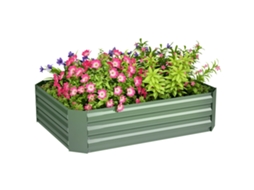 Canteiro Elevado de Aço Galvanizado, Floreira para Jardim, para Plantas, 120 X 90 X 30 Cm, Verde Escuro