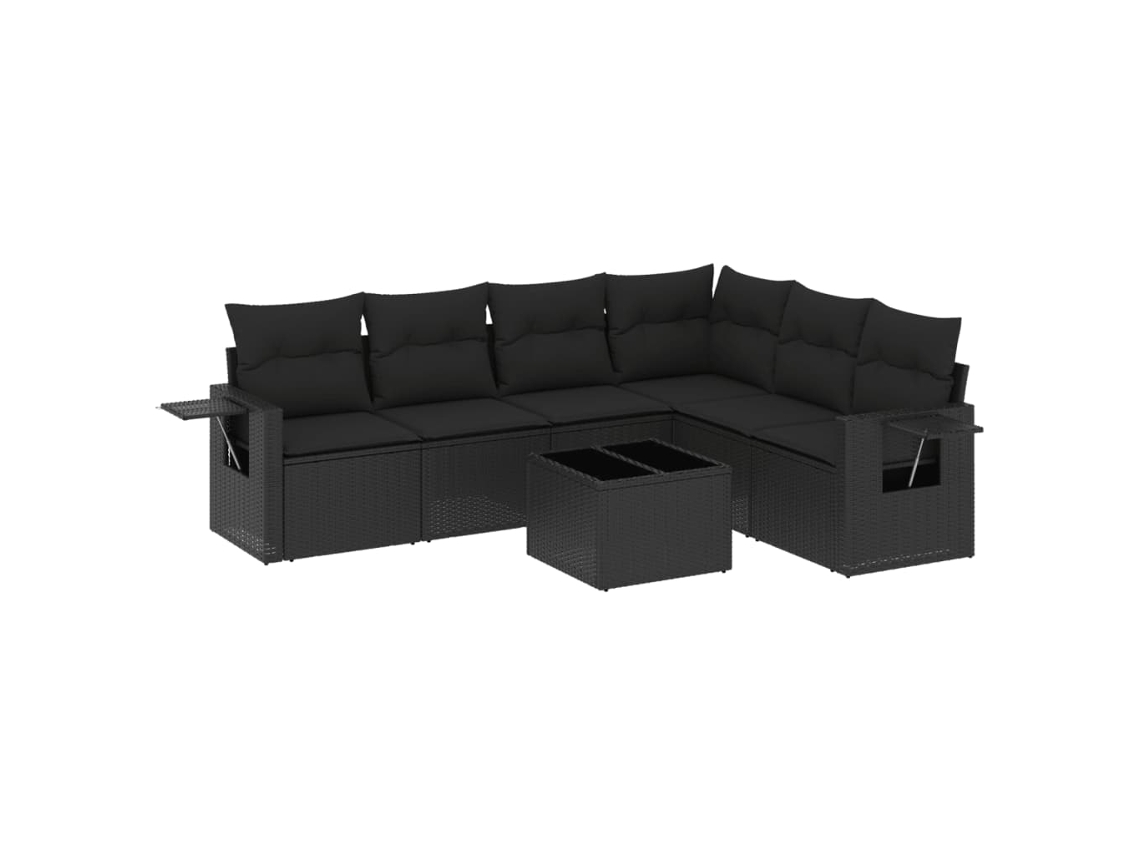 Garden Sofa Set, Garden Sofa Sets Vidaxl Preto Rattan / Vime (n/a)