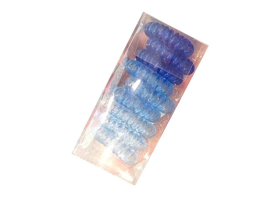 Ligações De Cabelo Em Espiral E Bobina Elástica Em Azul Gradiente Outro