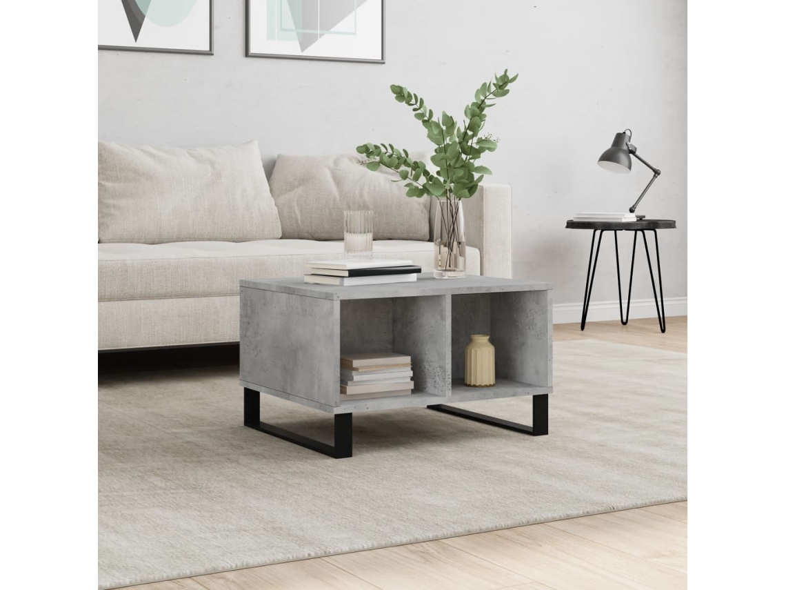 Vidaxl Mesa De Centro 60x50x36,5 Cm Derivados De Madeira Cinza Cimento