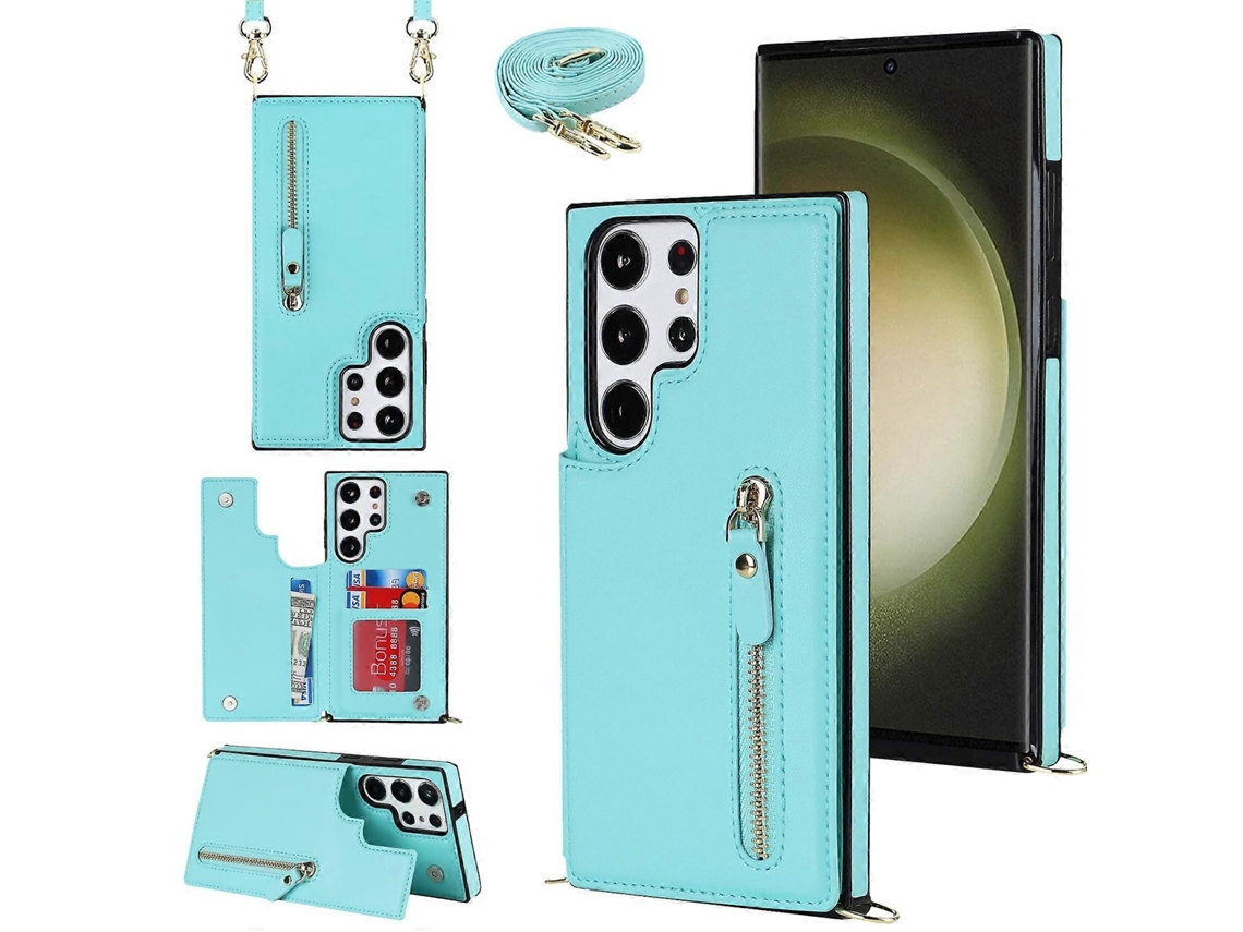 Capa Quadrada Com Zíper Transversal Para Samsung Galaxy S23 Ultra 5g