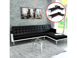 Vidaxl Sofá-cama Em Forma De L, Couro Artificial, Preto