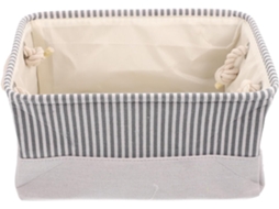 Cesto de Armazenamento Grande 31x21x16cm Feito Linho Algodão, Roupa Dobrável com Alça Resistente CHABERLU