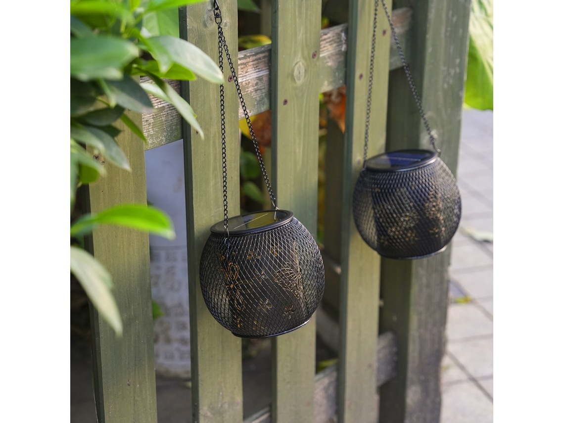 2026 lâmpada Pendente Solar Exterior de Ferro com Design de Flores e Borboletas, Impermeável Ip65 para Jardim, Caminho e Pátio