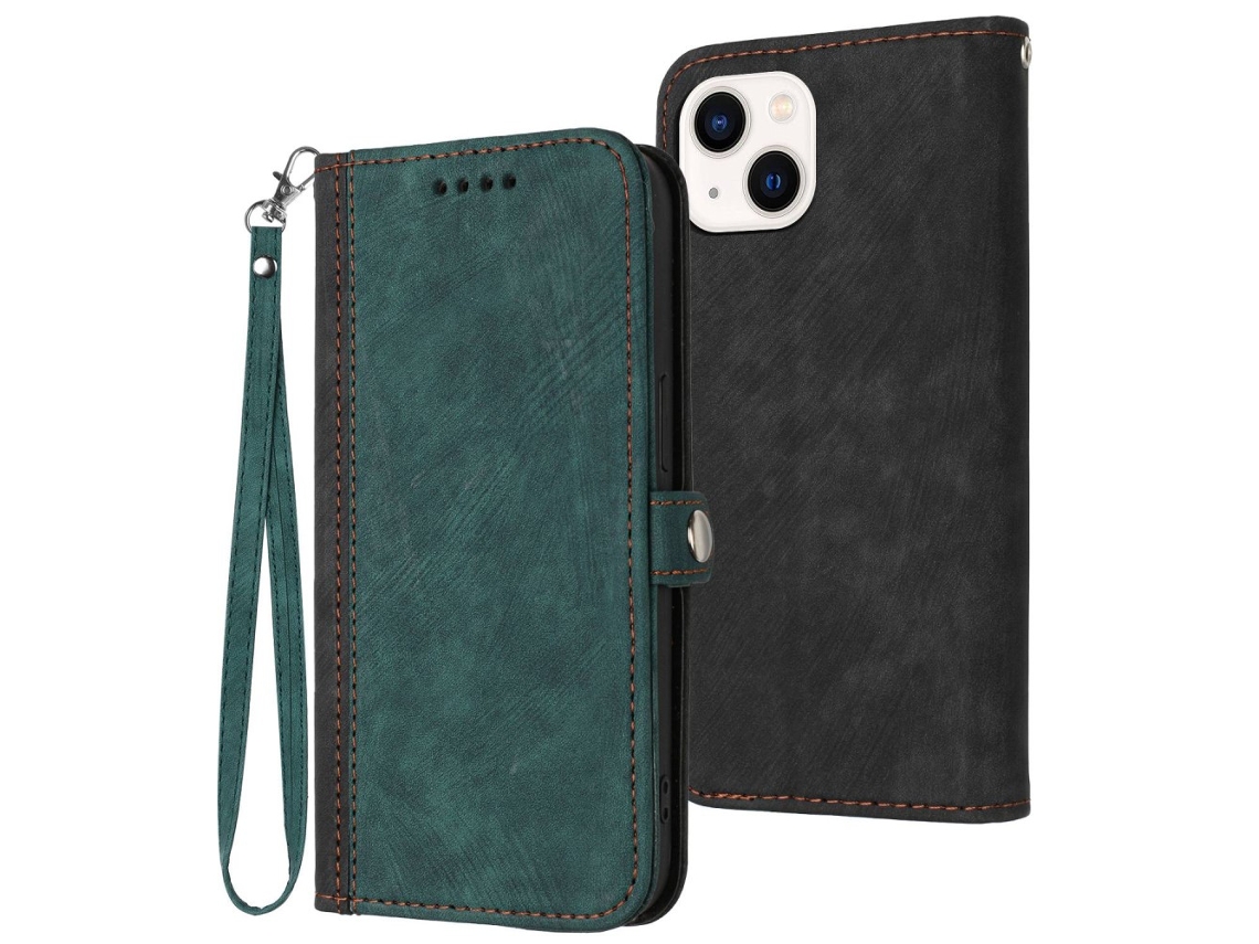 Capa Pega Para Iphone 14 Pele Sintética Magnética Verde