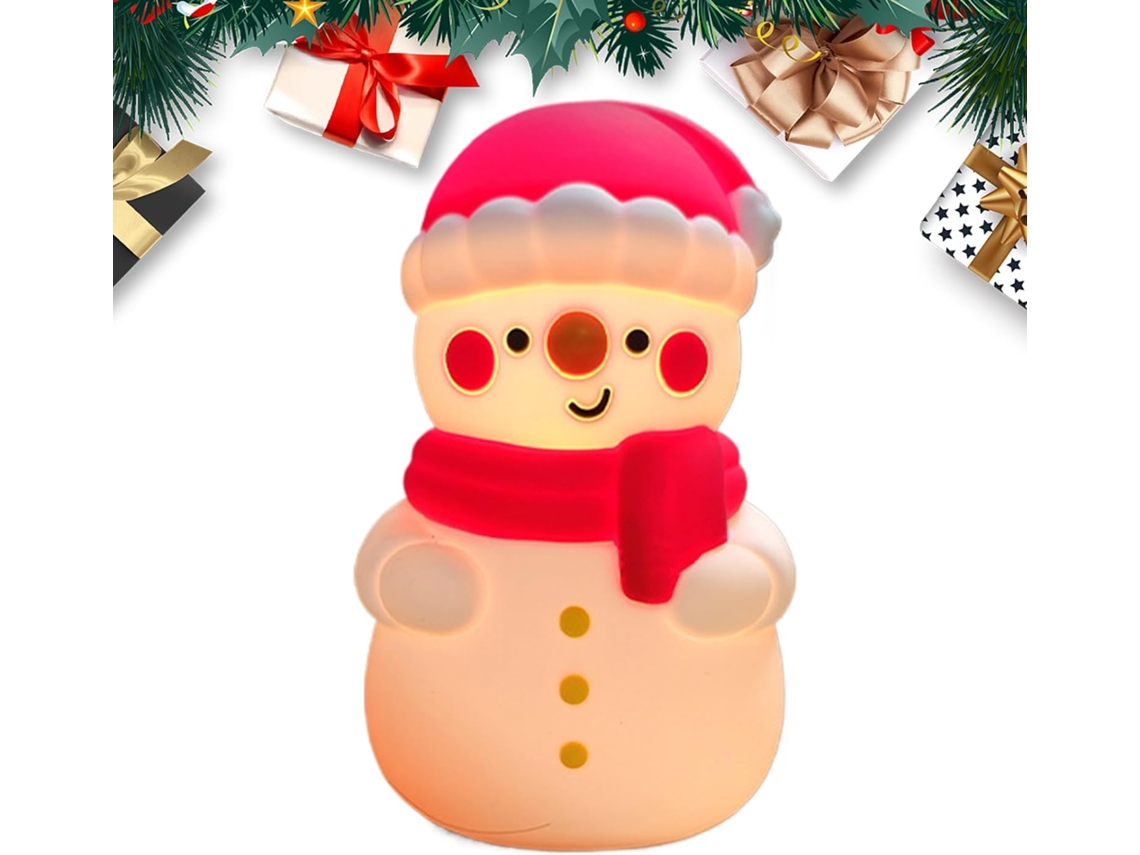 Luminária Noturna De Natal Em Forma Boneco Neve Led